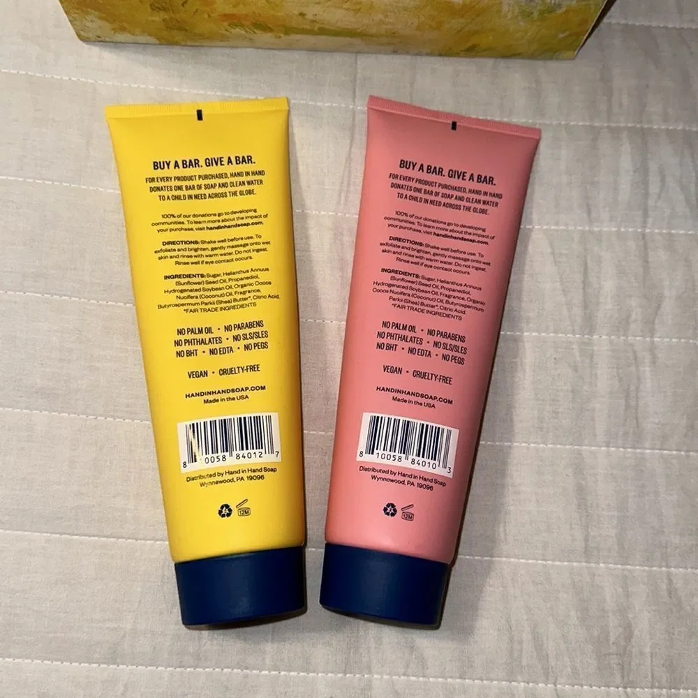 HAND in HAND Set of two 9oz sugar scrubs ISLAND MIMOSA & CACTUS BLOSSOM